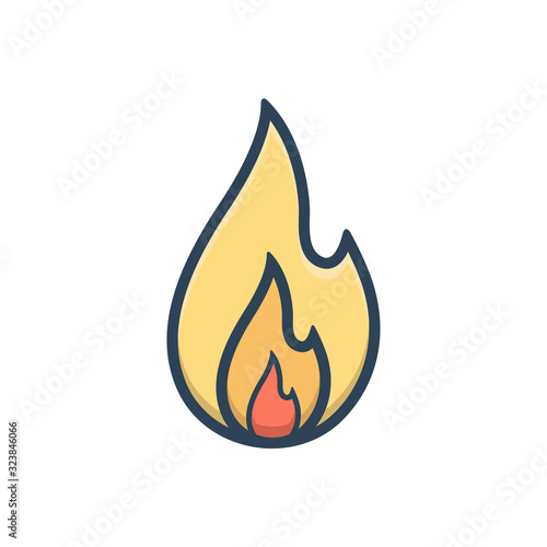 Color illustration icon for fire hot burn 