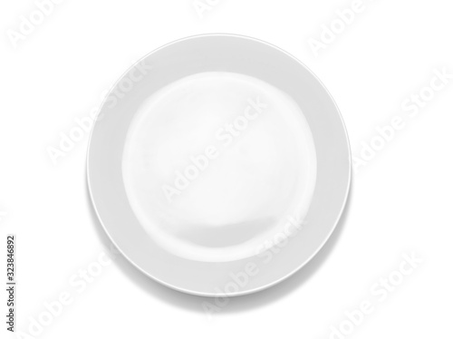 White plate on white background isolated