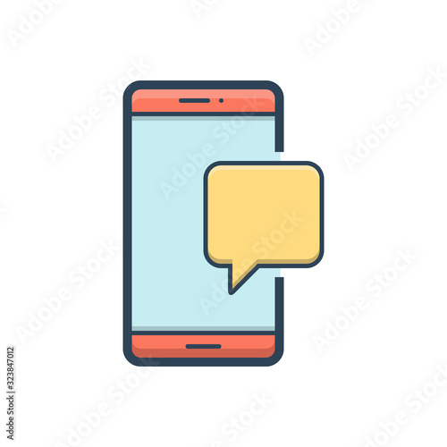 Color illustration icon for sms mobile 
