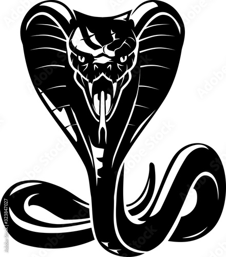 Black Cobra Front View, Full Length Illustration
