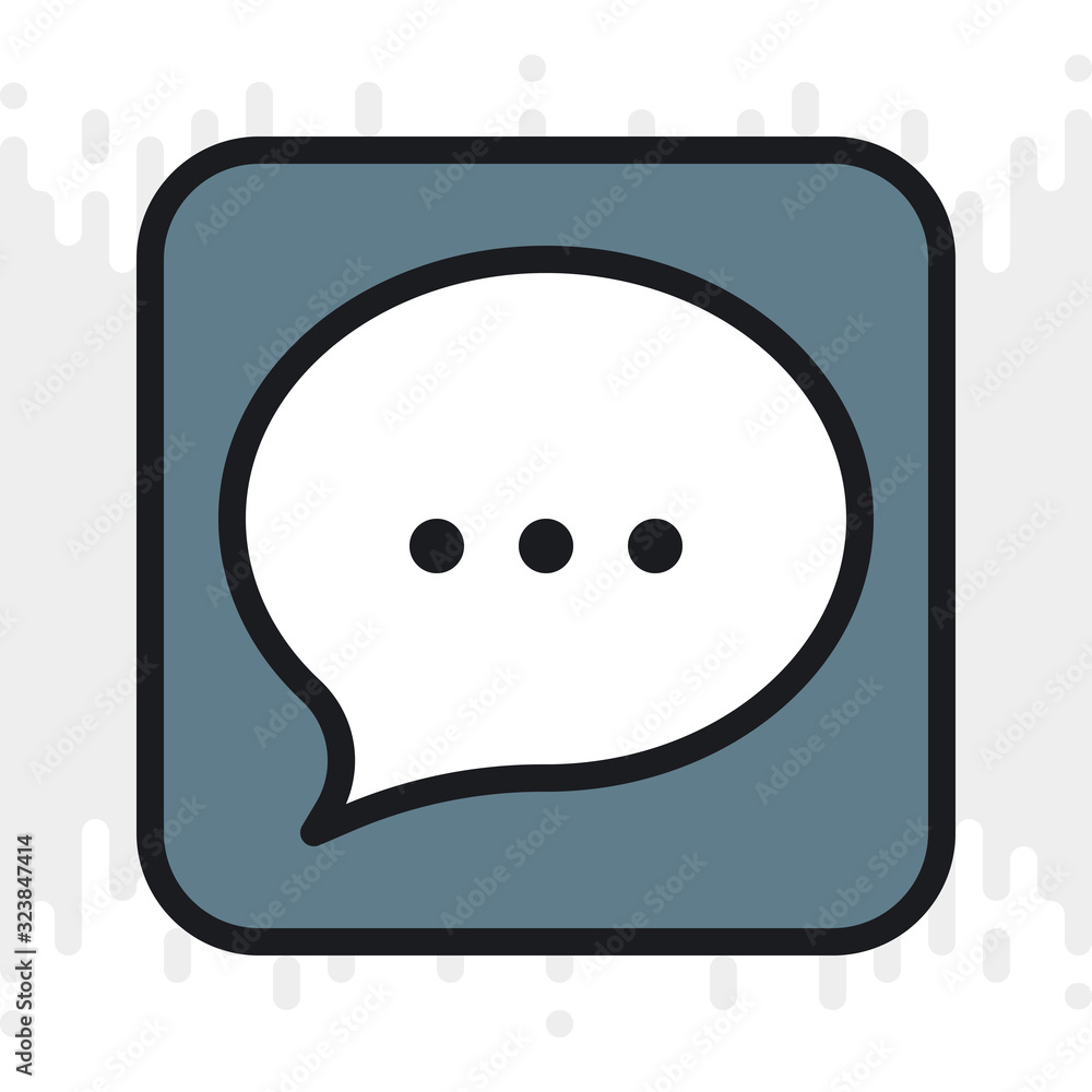 Messages, chat or messenger app icon for smartphone, tablet, laptop or other smart device with mobile interface. Minimalistic color version on light gray background