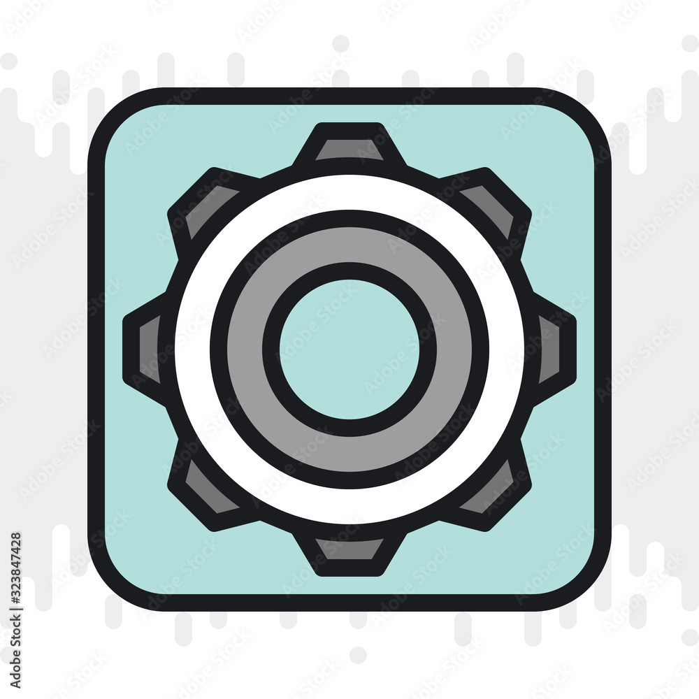Settings app icon for smartphone, tablet, laptop or other smart device with mobile interface. Minimalistic color version on light gray background Settings app icon for smartphone, tablet, laptop or other smart device with mobile interface. Minimalistic color version on light gray background