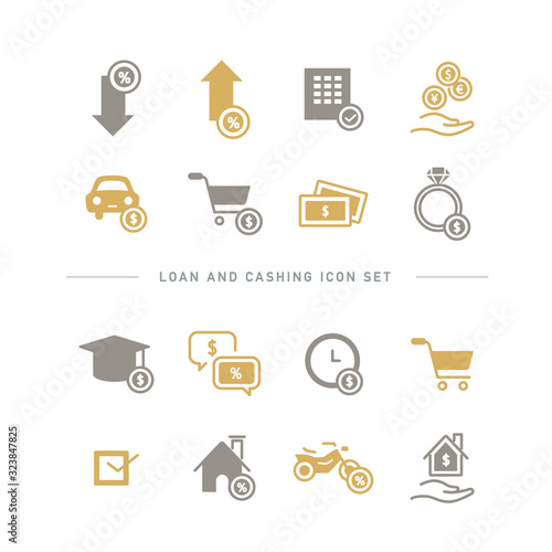 LOAN AND CASHING ICON SET