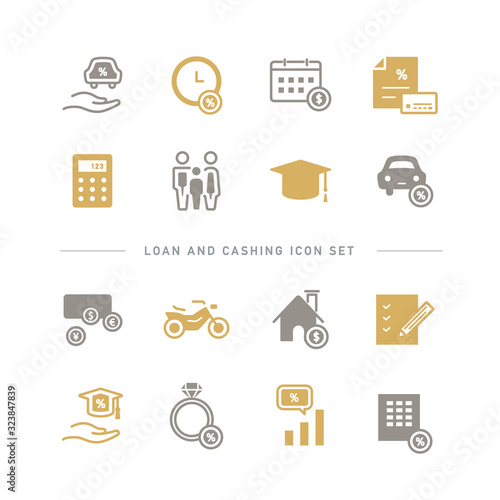LOAN AND CASHING ICON SET