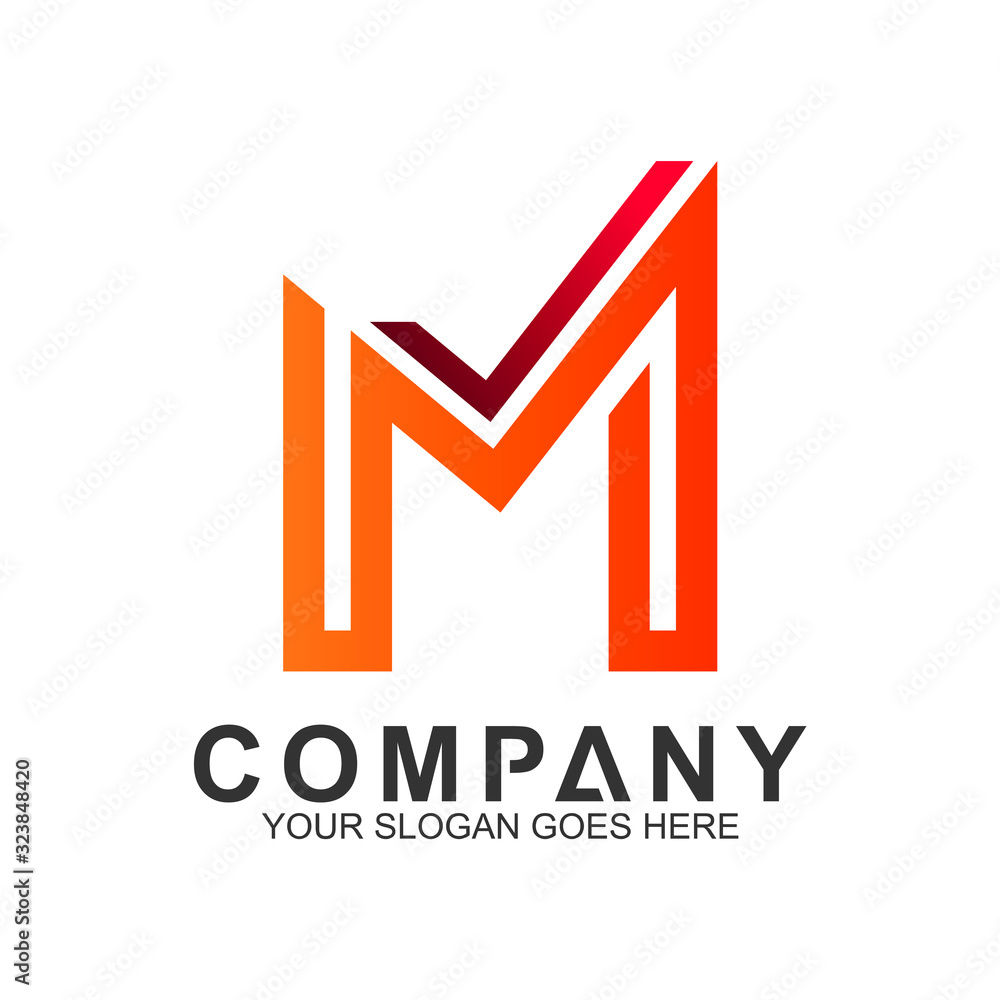 M logo with mono line shape business logo template M logo with mono line shape business logo template