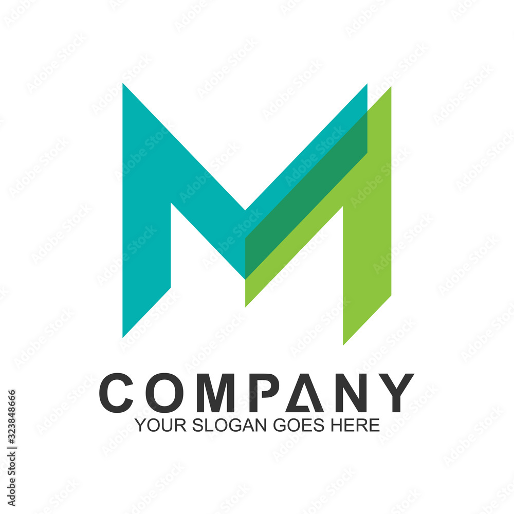green letter M logo design in overlap line shape green letter M logo design in overlap line shape