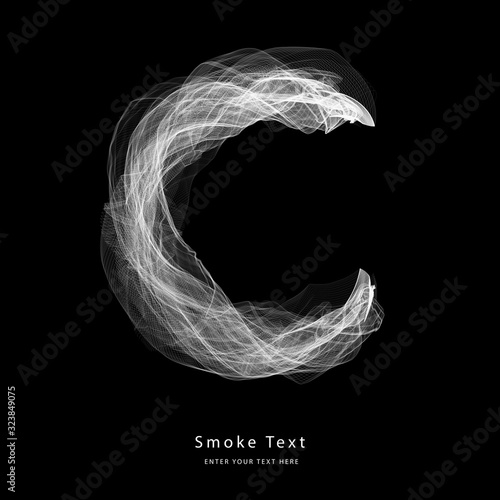 Abstract smoke upper case alphabet letter text art smoky pen brush effect.