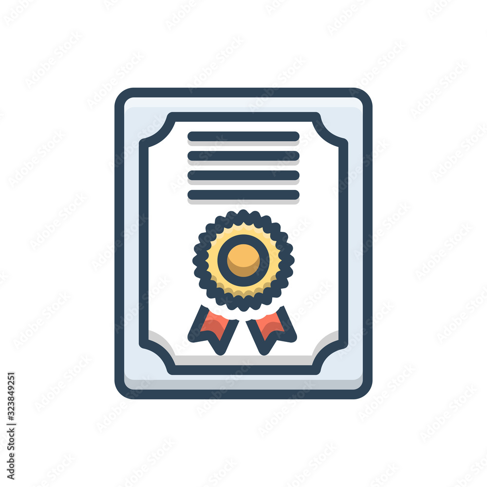 Fototapeta premium Color illustration icon for certificate diploma
