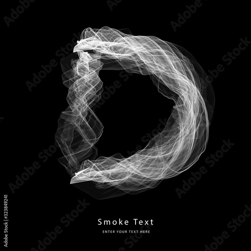 Abstract smoke upper case alphabet letter text art smoky pen brush effect.