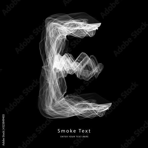 Abstract smoke upper case alphabet letter text art smoky pen brush effect.