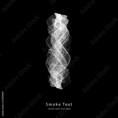 Abstract smoke upper case alphabet letter text art smoky pen brush effect.