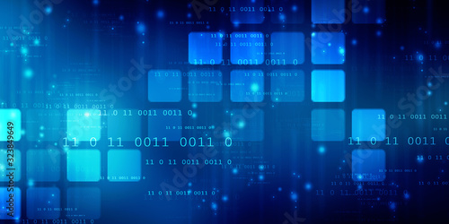 2d illustration abstract digital binary data on computer screen