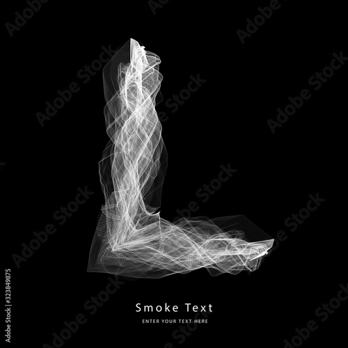Abstract smoke upper case alphabet letter text art smoky pen brush effect.