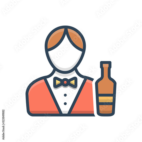 Color illustration icon for bartender 