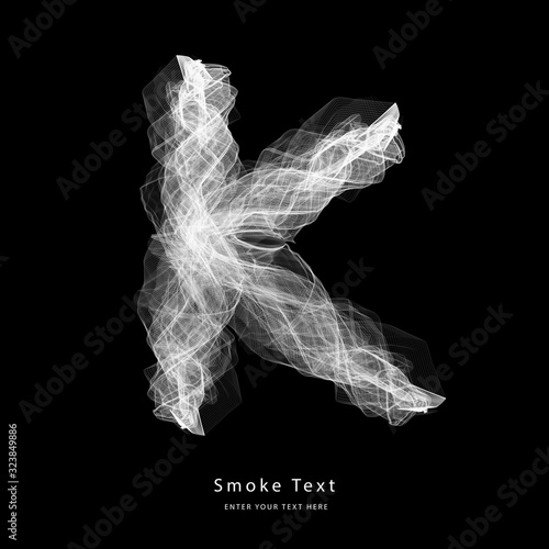 Abstract smoke upper case alphabet letter text art smoky pen brush effect.
