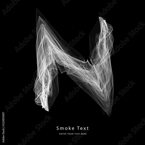 Abstract smoke upper case alphabet letter text art smoky pen brush effect.