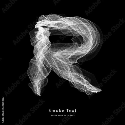 Abstract smoke upper case alphabet letter text art smoky pen brush effect.
