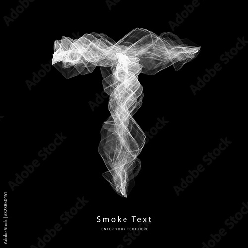 Abstract smoke upper case alphabet letter text art smoky pen brush effect.