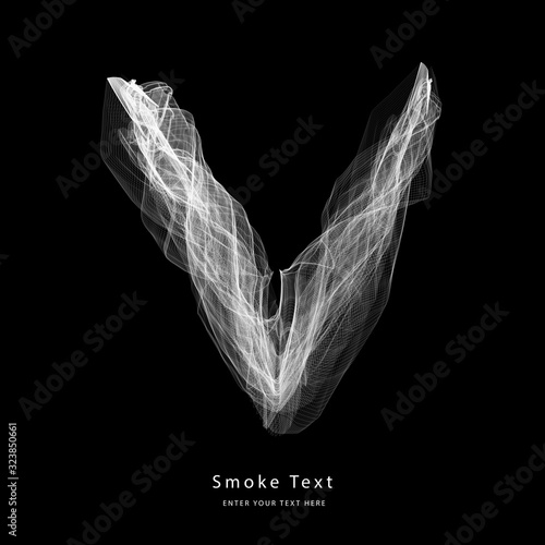 Abstract smoke upper case alphabet letter text art smoky pen brush effect.