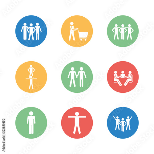 Isolated avatars block silhouette style icon set vector design