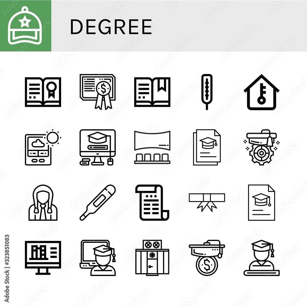 degree simple icons set degree simple icons set