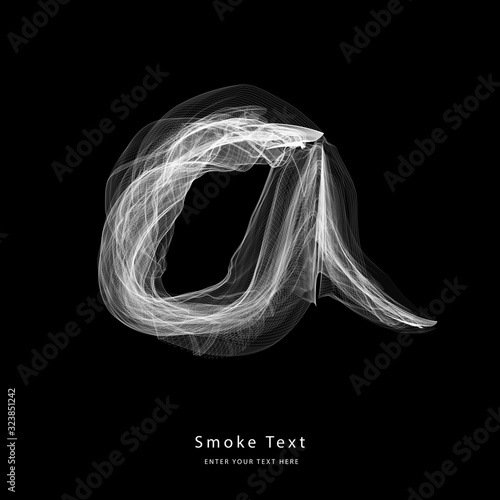 Abstract smoke lower case alphabet letter text art smoky pen brush effect.