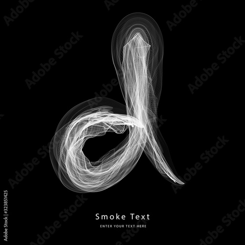 Abstract smoke lower case alphabet letter text art smoky pen brush effect.