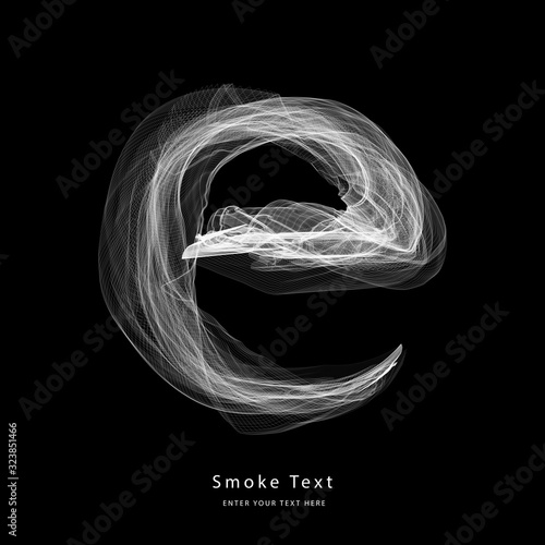 Abstract smoke lower case alphabet letter text art smoky pen brush effect.