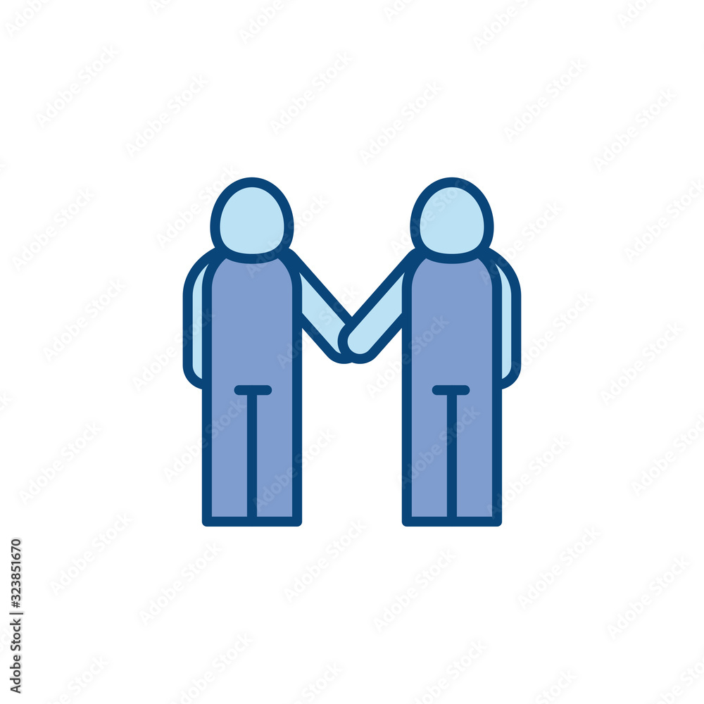 Isolated avatars holding hands line and fill style icon vector design Isolated avatars holding hands line and fill style icon vector design