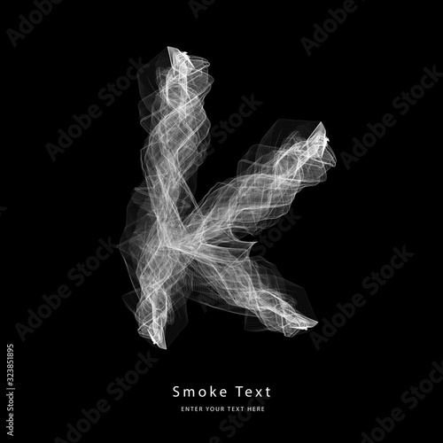 Abstract smoke lower case alphabet letter text art smoky pen brush effect.