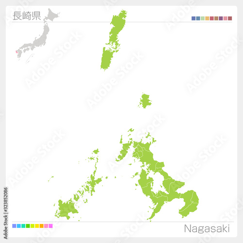 長崎県の地図・Nagasaki（市町村・区分け）