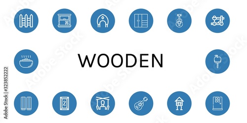 Set of wooden icons