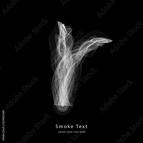 Abstract smoke lower case alphabet letter text art smoky pen brush effect.