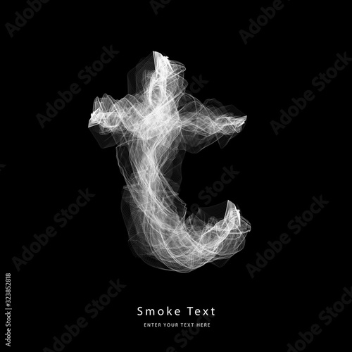 Abstract smoke lower case alphabet letter text art smoky pen brush effect.