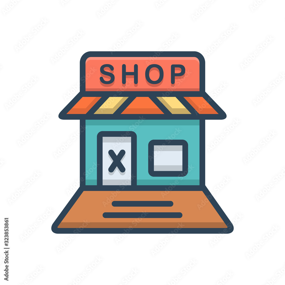 Color illustration icon for shop  