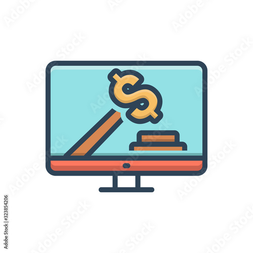 Color illustration icon for bid bidding 