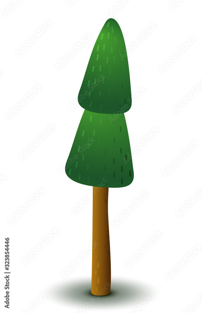 Vector green coniferous tree. Game UI flat. Stylized spruce for logo design, build 2D games or postcards. Vector green coniferous tree. Game UI flat. Stylized spruce for logo design, build 2D games or postcards.