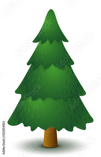 Vector green coniferous tree. Game UI flat. Stylized spruce for logo design, build 2D games or postcards.