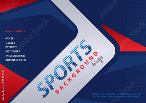Abstract Red-Blue Background in Sport Design Style with Decorative Shapes on ...