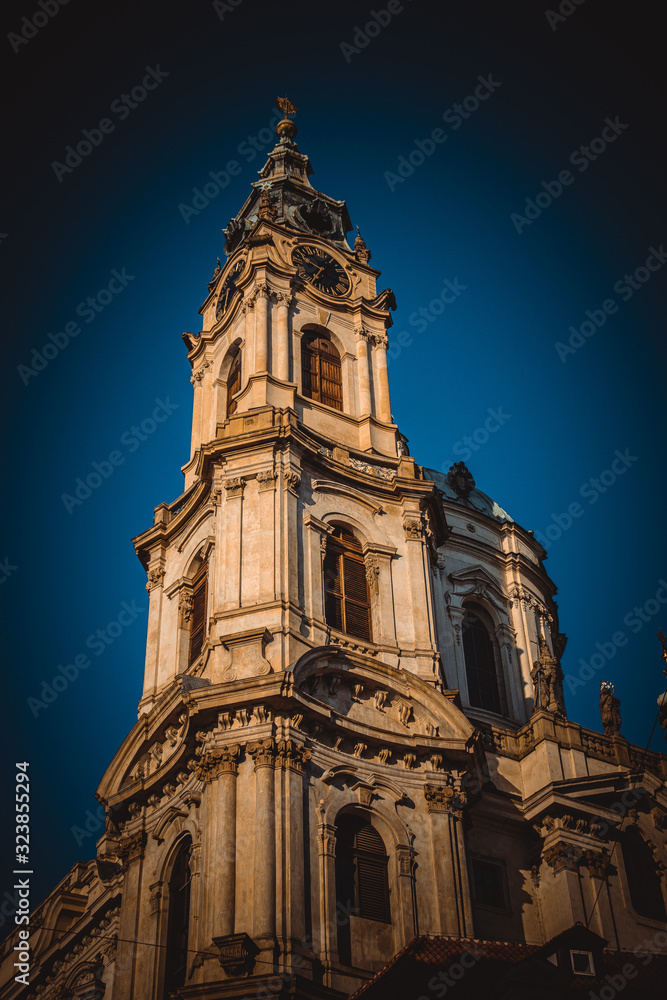 Big tower of St. Nicholas Church in Prague