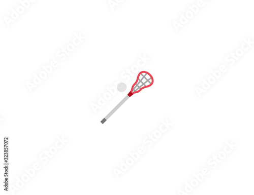 Lacrosse vector flat icon. Isolated Lacrosse stick and ball emoji illustration 