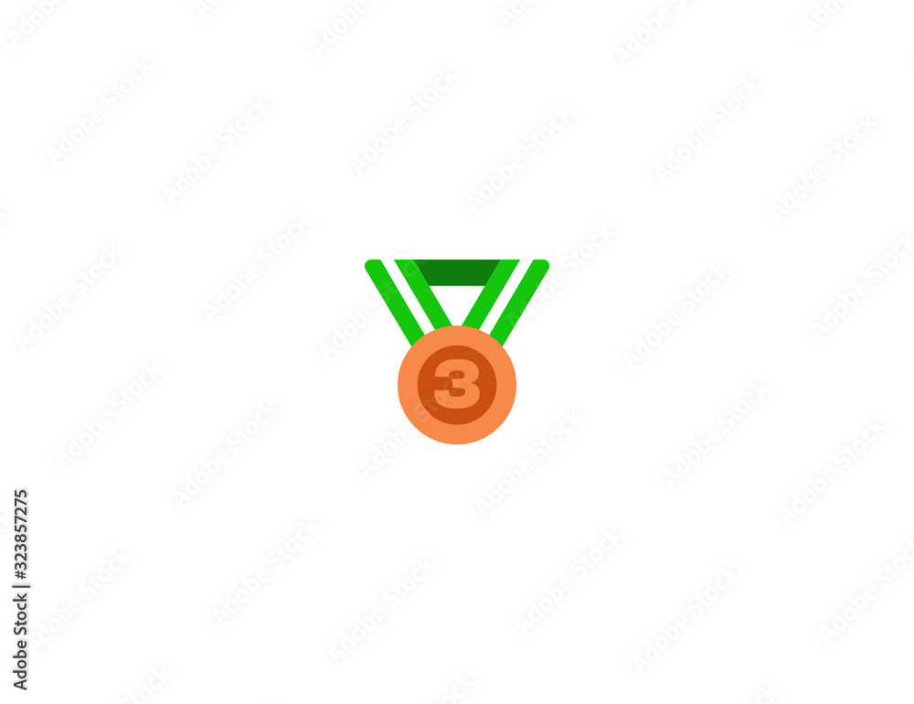 3rd place vector flat icon. Isolated third place, bronze medal emoji