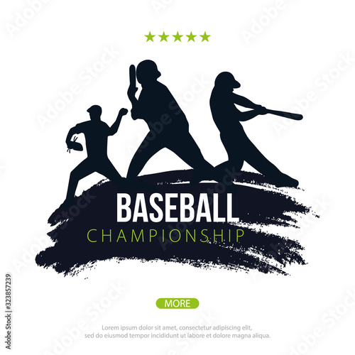 Baseball banner with players. Sports posters design.