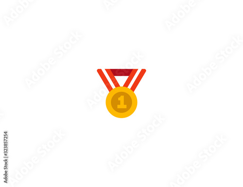 First place medal vector flat icon. Isolated 1st place, gold, golden medal emoji illustration 