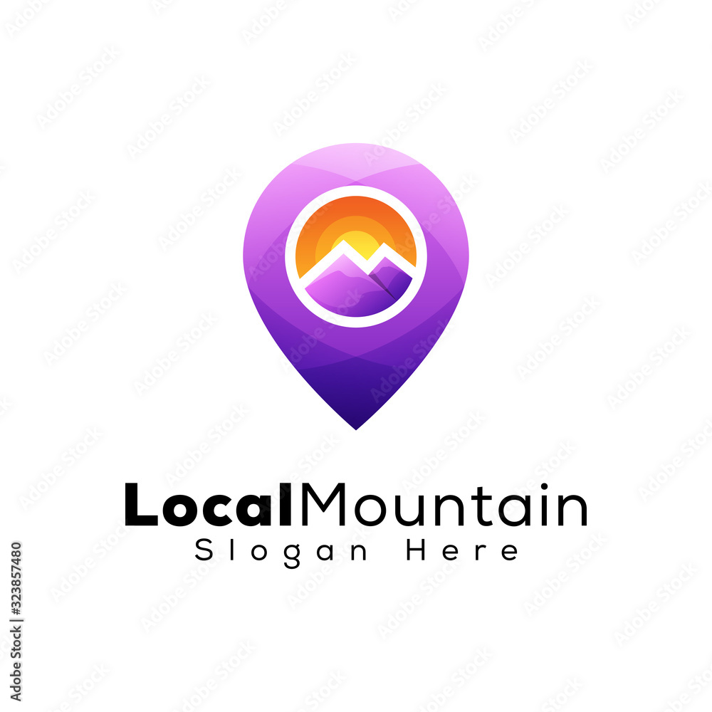 montain local logo design, pin map adenture travel logo vector template montain local logo design, pin map adenture travel logo vector template