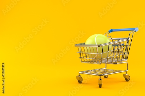 Tennis ball inside shopping cart