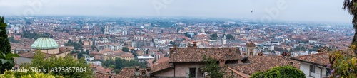 Very large panoramic view of Old Bergamo. Italy