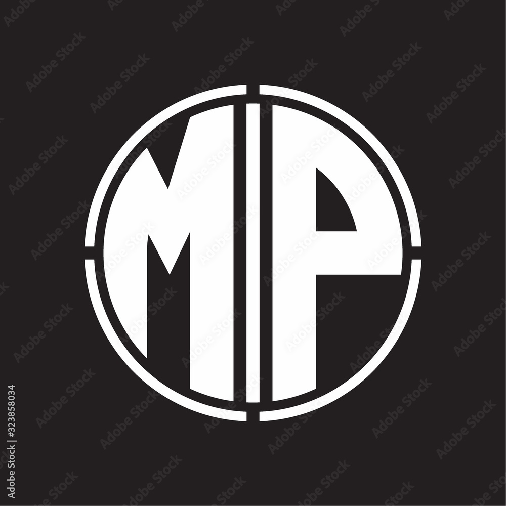 MP Logo initial with circle line cut design template MP Logo initial with circle line cut design template