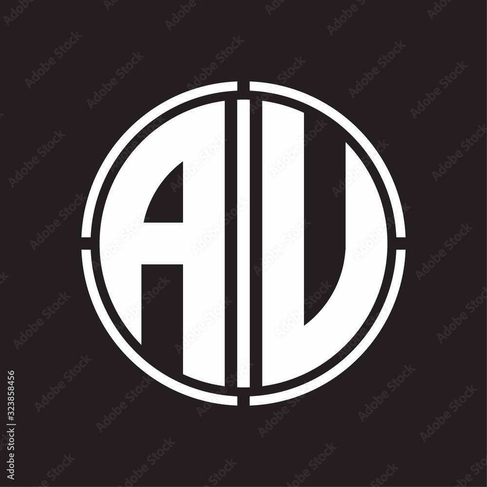 AU Logo initial with circle line cut design template AU Logo initial with circle line cut design template