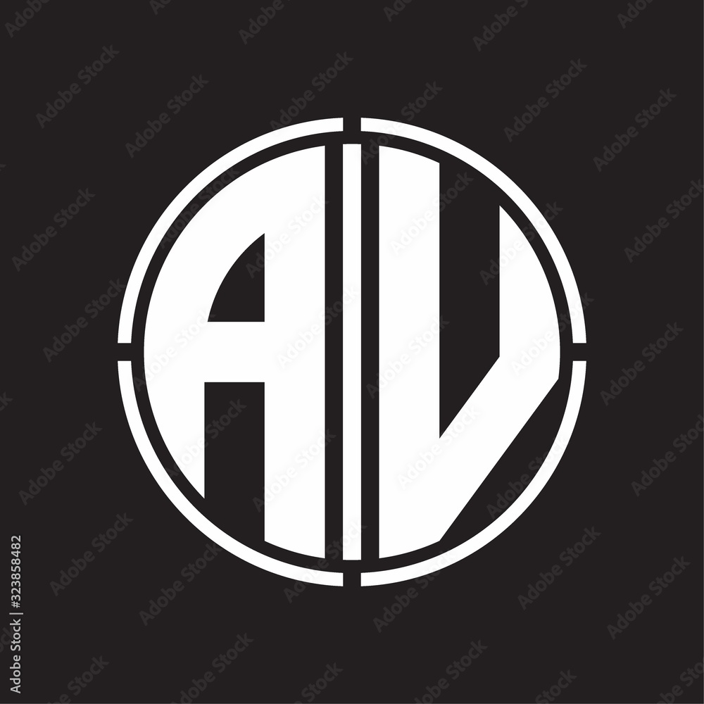 AV Logo initial with circle line cut design template AV Logo initial with circle line cut design template